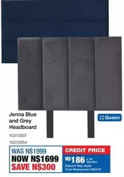 Total - Jenna Blue and Grey Headboard 10312937 10312654