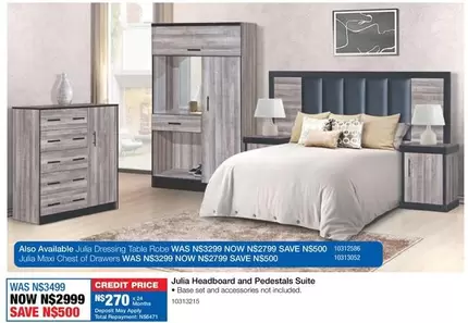 Total - Julia Headboard and Pedestals Suite