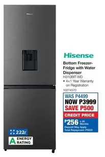 Hisense - Bottom Freezer-Fridge with Water Dispenser H310BIT-WD