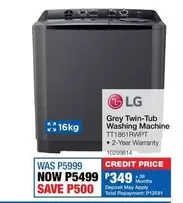 LG - Grey Twin-Tub Washing Machine TT1861RWPT