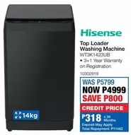 Hisense - Top Loader Washing Machine WT3K1423UB