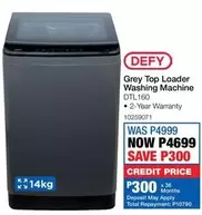 Defy - Grey Top Loader Washing Machine DTL160
