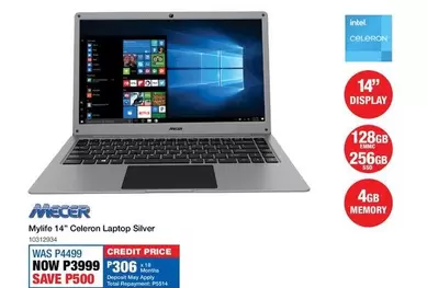 Mecer - Mylife 14" Celeron Laptop Silver