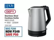 Defy - Stainless Steel Cordless Kettle WK5100JS