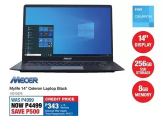 Mecer - MyLife 14" Celeron Laptop Black