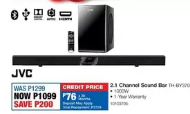 JVC - 2.1 Channel Sound Bar TH-BY370