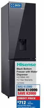 Hisense - Black Bottom Freezer with Water Dispenser H370BMI-WD