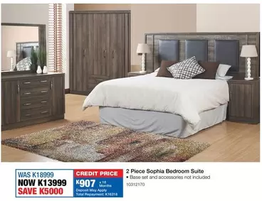 Total - 2 Piece Sophia Bedroom Suite