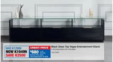 Total - Black Glass Top Entertainment Stand