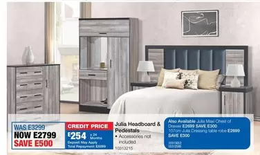 Total - Julia Headboard & Pedestals