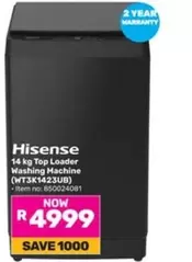 Hisense - 14 kg Top Loader Washing Machine (WT3K1423UB)