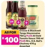 Crosse & Blackwell - Tangy Mayonnaise 750 g PLUS All Gold Tomato Sauce 700 ml PLUS Mrs. H.S. Ball's Chutney 470 g