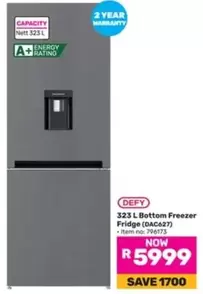 Defy - 323 L Bottom Freezer Fridge (DAC627)
