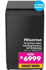 Hisense - 18 kg Top Loader Washing Machine (WT31I1823UB)
