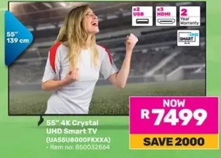 55" 4K Crystal UHD Smart TV (UASSUBOOOOKFXXXA)