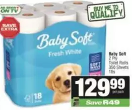 Baby Soft - Fresh White 2 Ply Toilet Rolls