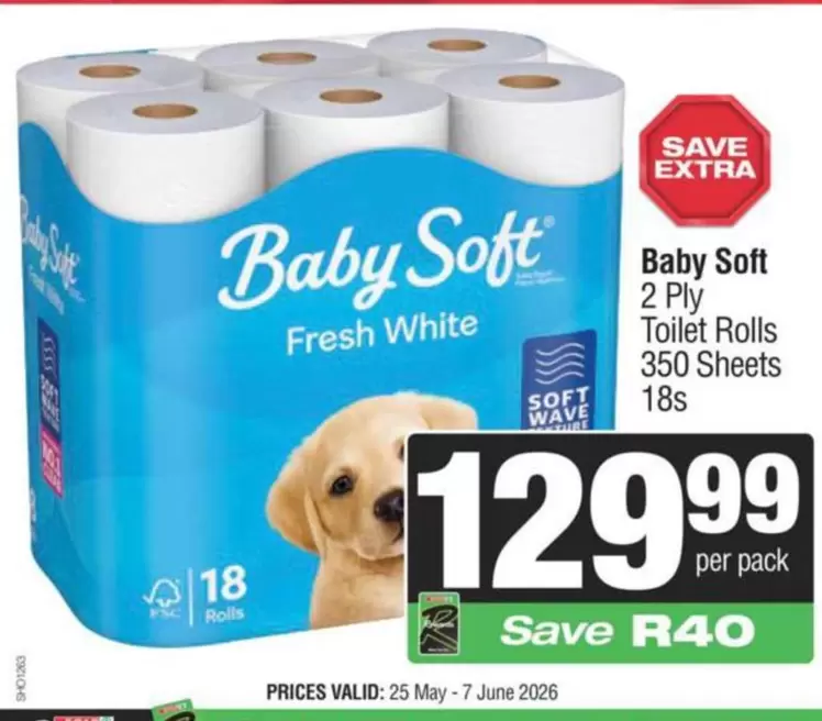 Baby Soft - 2 Ply Toilet Rolls
