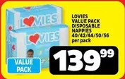 Lovies - DISPOSABLE NAPPIES 40/42/44/50/56 per pack