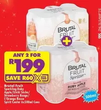 Apple - Brutal Fruit Sparkling Ruby /Litchi Seche/Strawberry Rouge/L'Orange Rosso Spirit Cooler