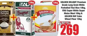 Golden Delight - Premium Grade Long Grain White Parboiled Thai Rice, Super White Super Maize Meal & Cake Wheat Flour