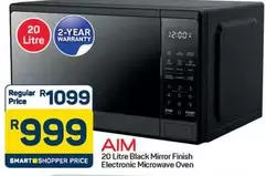 Aim - 20 Litre Black Mirror Finish Electronic Microwave Oven