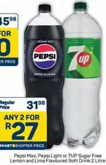 pepsi - Pepsi Max, Pepsi Light or 7UP Sugar Free Lemon and Lime Flavoured Soft Drink