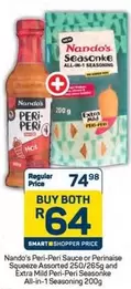 Nando's - Peri-Peri Sauce or Perinaise Squeeze and Extra Mild Peri-Peri Seasonike All-in-1 Seasoning