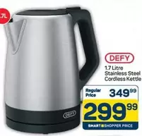 Defy - 1.7 Litre Stainless Steel Cordless Kettle