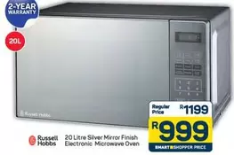 Russell Hobbs - 20 Litre Silver Mirror Finish Electronic Microwave Oven