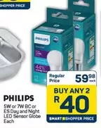 Philips - 5W or 7W BC or ES Day and Night LED Sensor Globe
