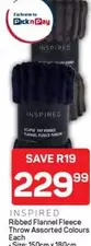 Pick n Pay - Ribbed Flannel Fleece Throw Assorted Colours
