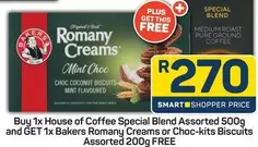 Bakers - House of Coffee Special Blend Assorted 500g and Romany Creams or Choc-kits Biscuits Assorted 200g