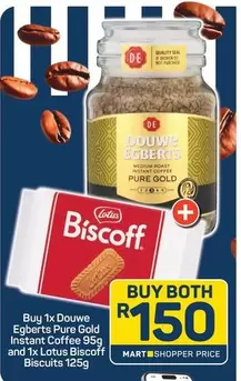 Lotus - Douwe Egberts Pure Gold Instant Coffee 95g and Biscoff Biscuits 125g