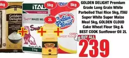 Golden Delight - Premium Grade Long Grain White Parboiled Thai Rice, Super White Super Maize Meal, Cake Wheat Flour & Sunflower Oil