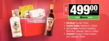 Amstel - Old Buck Dry Gin 750ml, Amarula Radler 6 x 330ml, J.C. Le Roux Premium Sparkling Wine 2nd, Amarula Premium Cream Liqueur and Vanilla 750ml