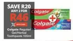 Colgate - Regular/Gel/Herbal Toothpaste