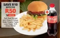 Coca cola - Deli Beef Burger and Chips & Coca-Cola Original Taste Less Sugar Soft Drink