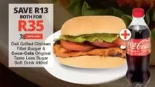 Coca cola - Deli Grilled Chicken Fillet Burger & Coca-Cola Original Taste Less Sugar Soft Drink