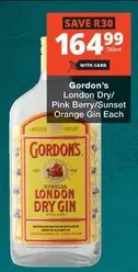 Gordon's - London Dry/Pink Berry/Sunset Orange Gin Each