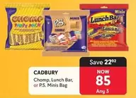 Cadbury - Chomp, Lunch Bar, or P.S. Minis Bag