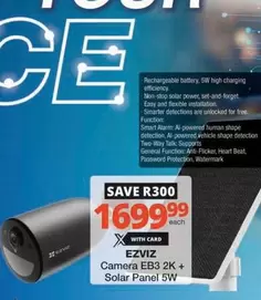 Ezviz - Camera EB3 2K + Solar Panel 5W