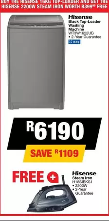 Hisense - Black Top-Loader Washing Machine WT2W1622UB