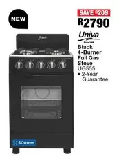 Univa - Black 4-Burner Full Gas Stove UG555