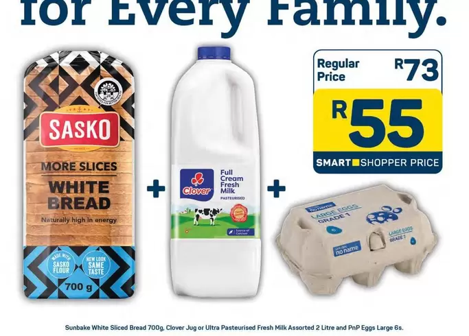 SASKO - White Bread, Milk, Eggs