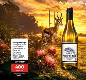 Porcupine Ridge - Sauvignon Blanc, Rosé, Merlot, Chardonnay, or Cabernet Sauvignon 6 x 750ml