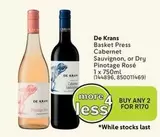 Basket Press Cabernet Sauvignon, or Dry Pinotage Rosé 1 x 750ml (144896, 850011469)