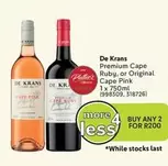 Premium Cape Ruby or Original Cape Pink 1 x 750ml (998309, 318726)