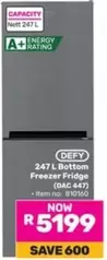 Defy - 247 L Bottom Freezer Fridge (DAC 447)