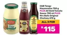 All Gold - Tangy Mayonnaise, Tomato Sauce, Original Chutney