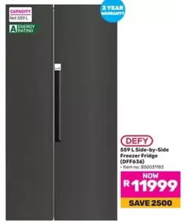 Defy - 559 L Side-by-Side Freezer Fridge (DFF636)